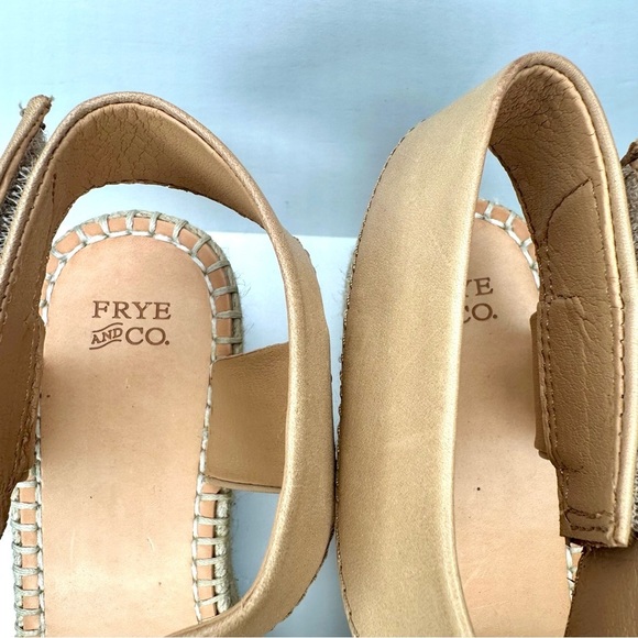 FRYE AND CO. Tan Espadrille Wedge Sandals Size 8 - Picture 4 of 9